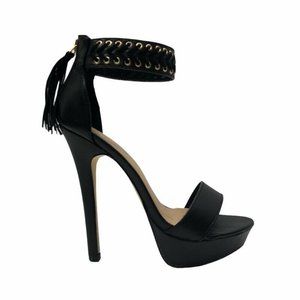 JustFab Tansy Black Heels w Tassel Zipper